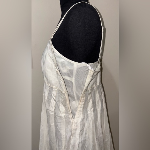 Apanage Femme Sz 4 Ivory Silk Cotton Floral Appliqué Embroidery Midi Dress - Picture 8 of 12